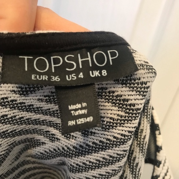 TopShop Black and White Bodycon Mini Dress - Picture 4 of 6